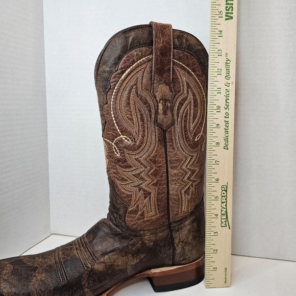 Tanner Mark Men's Leather Western Boots Size 10 Square Toe Embroidered - Picture 2 of 16